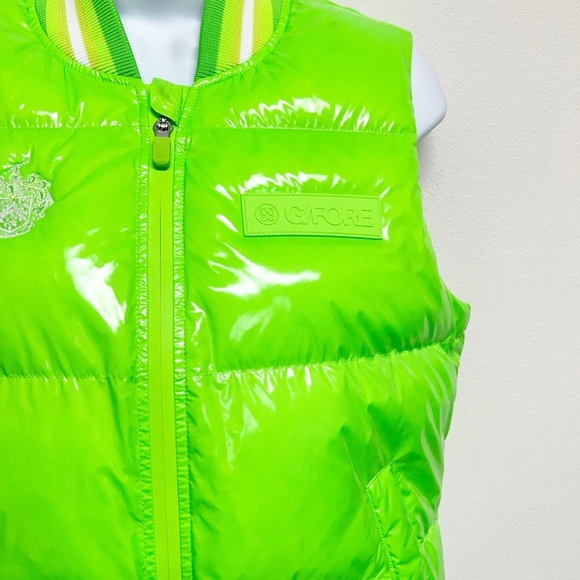 GFore Womens Neon Green Circle Gs Coated Nylon Quilted Puffer Golf Vest Size XS - Picture 6 of 16
